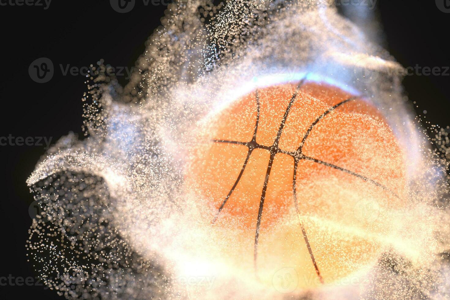 Basketball with motion particles, 3d rendering. photo