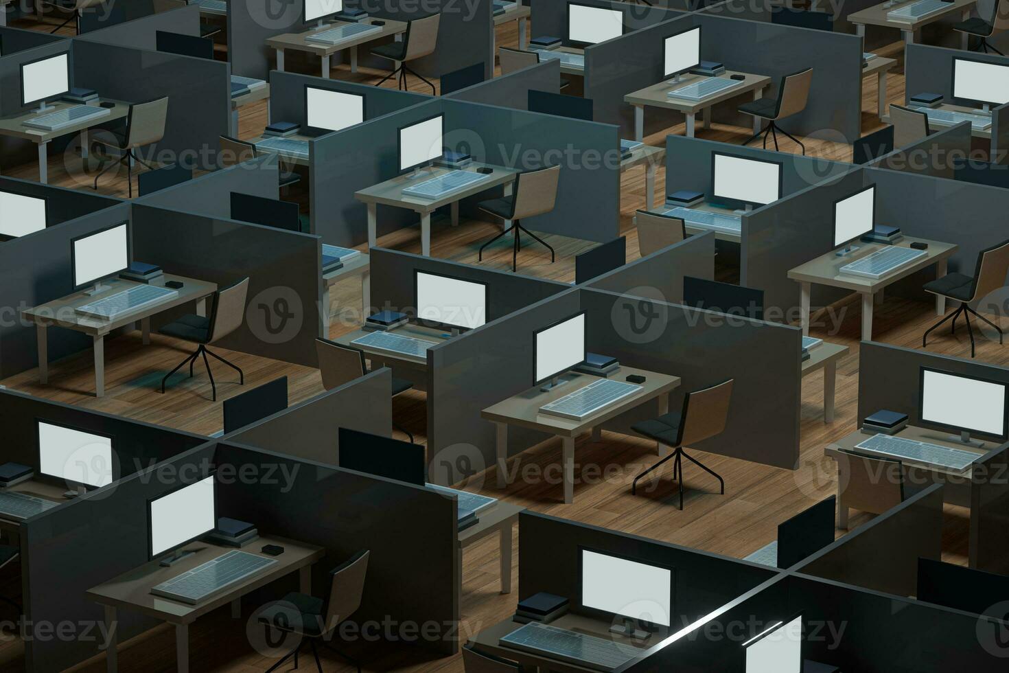 Office model with wooden floor,abstract conception,3d rendering. photo