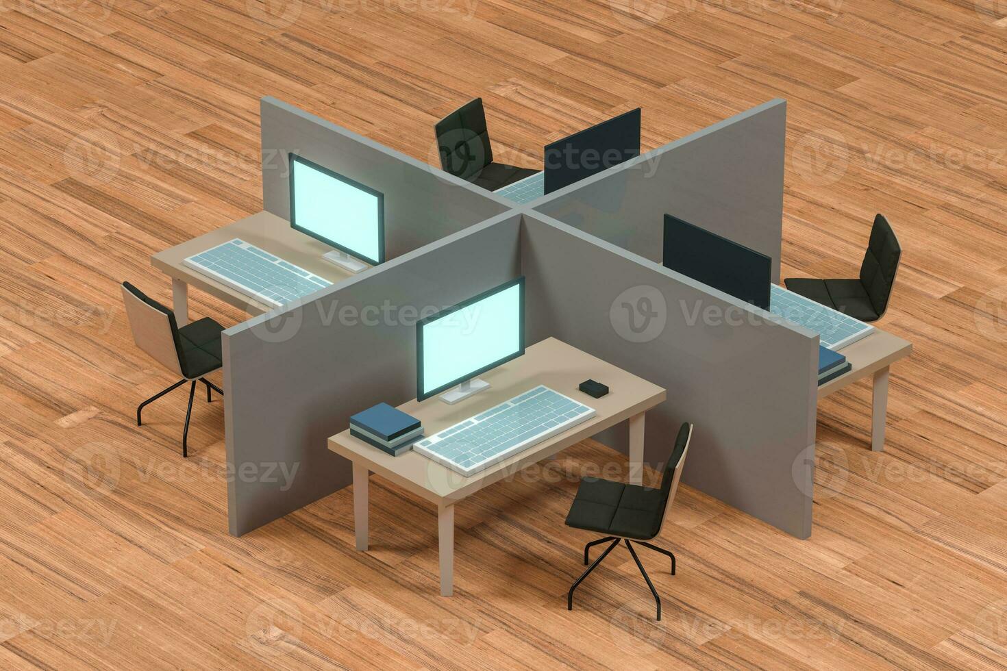 Office model with wooden floor,abstract conception,3d rendering. photo