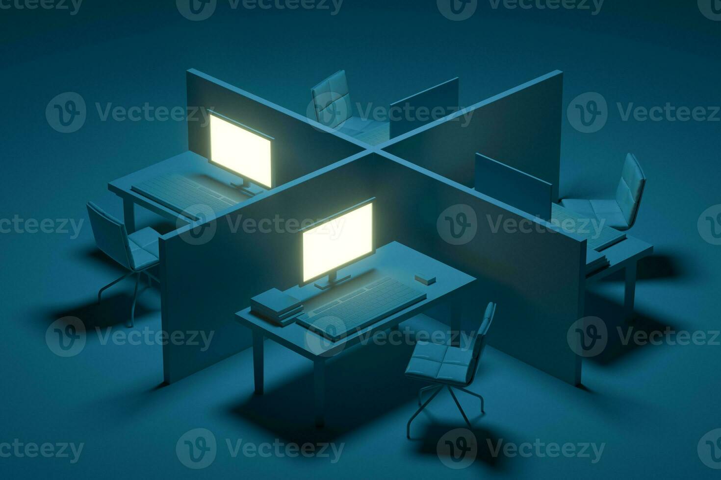 Office model with dark background,abstract conception,3d rendering. photo