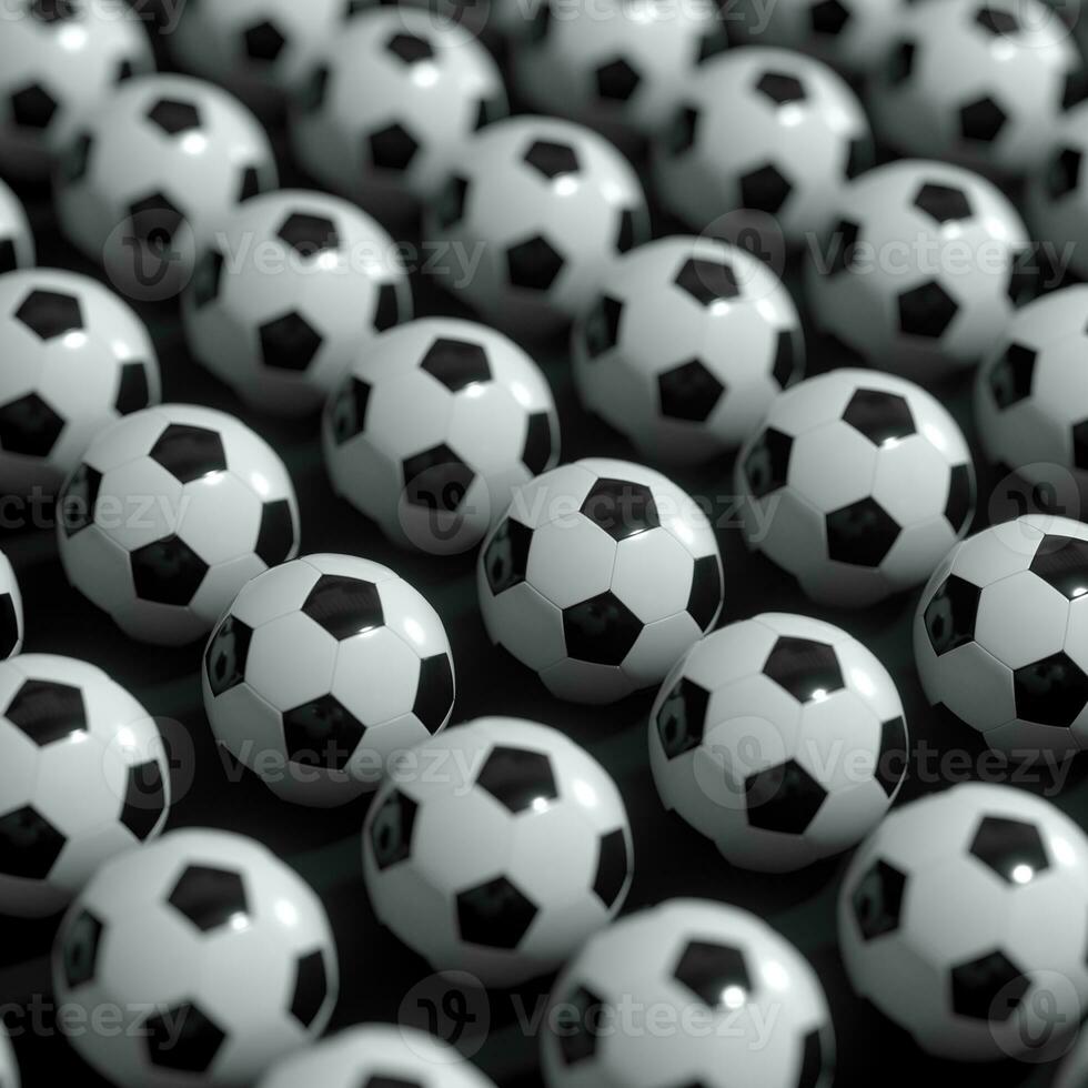 Repeating sports ball pattern with black background, 3d rendering. photo