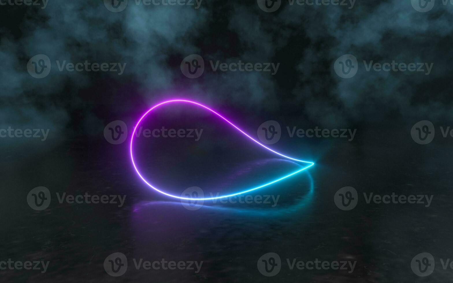 Glowing neon lines in the dark basement, 3d rendering. photo