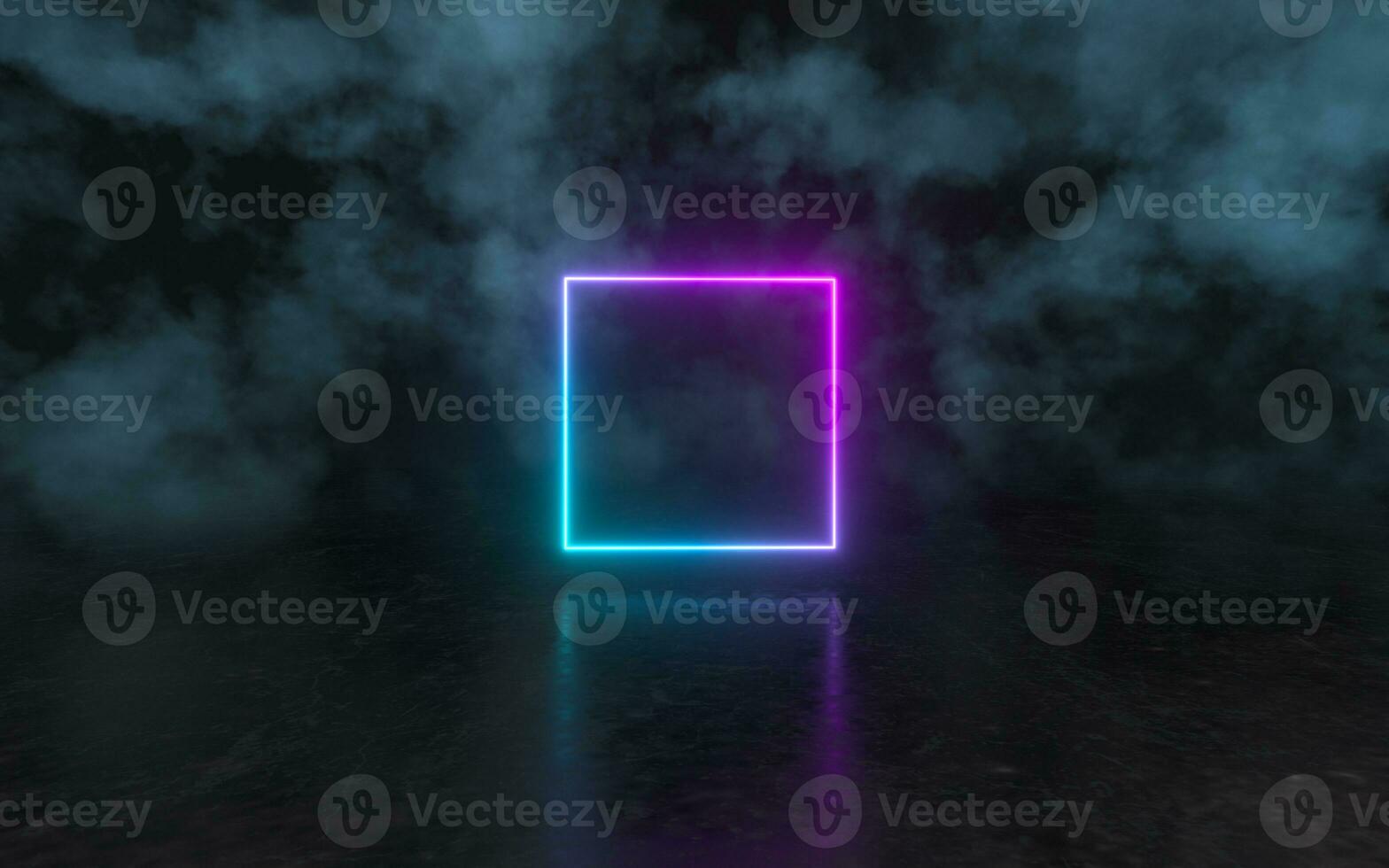 Glowing neon lines in the dark basement, 3d rendering. photo