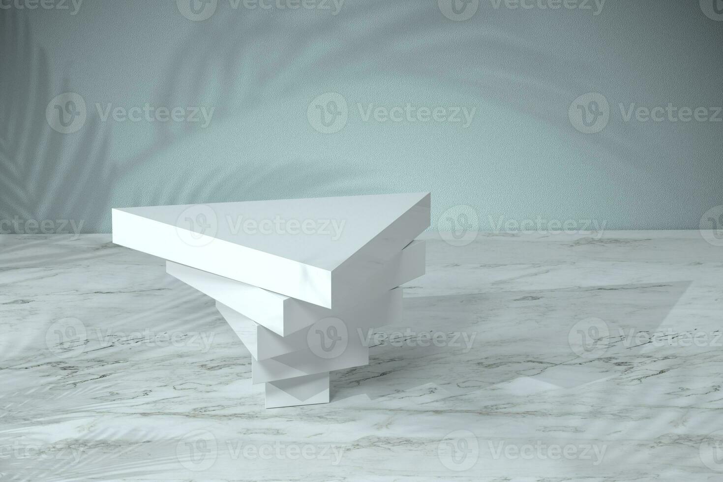 White triangle stands in the corner, 3d rendering. photo