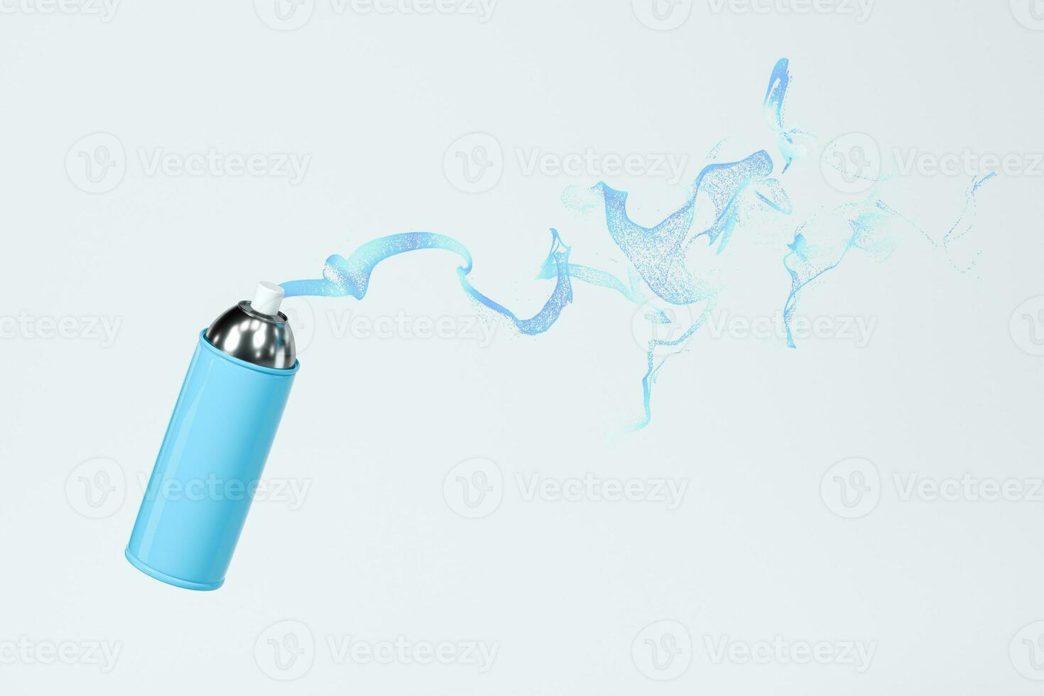 Splashing powder particles coming from the spray can, 3d rendering. photo