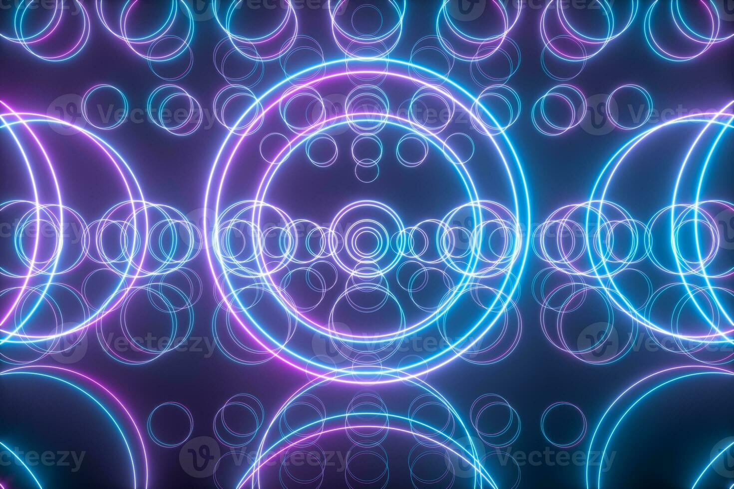 Geometric figures and neon lights,abstract conception,3d rendering. photo
