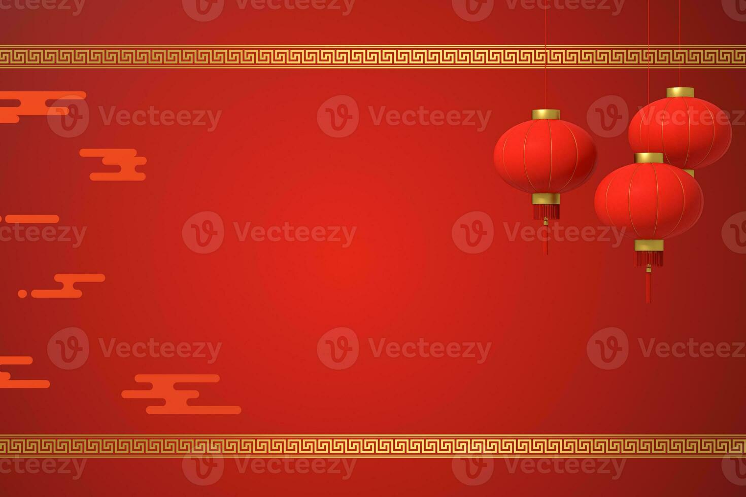 Red Chinese traditional lanterns background, 3d rendering. photo