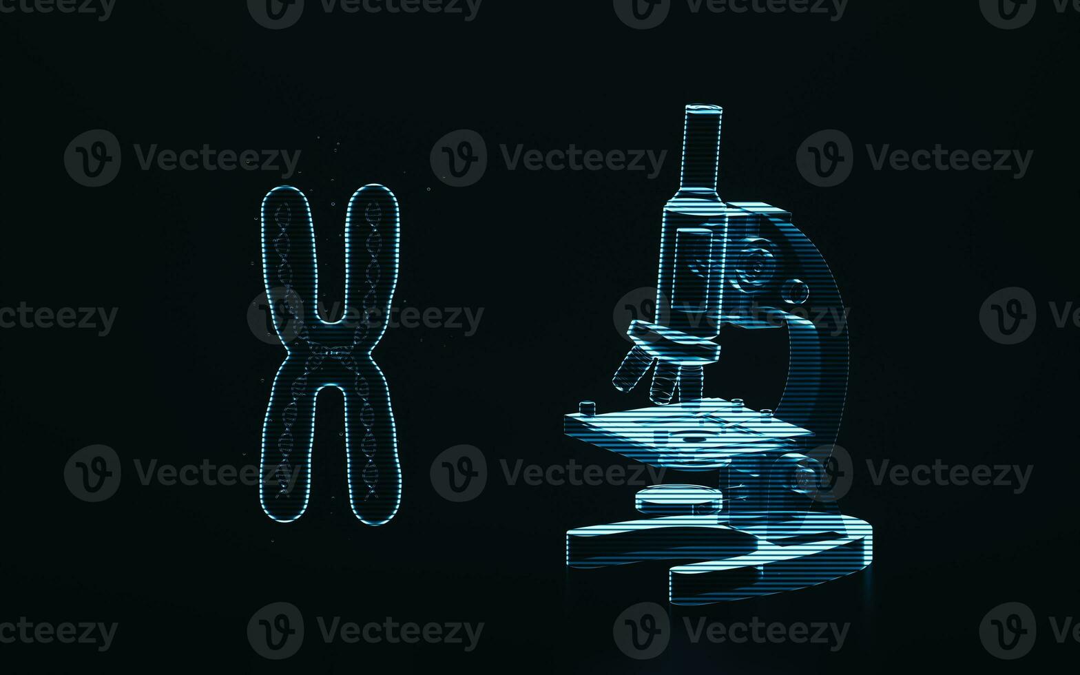 Holographic image of chromosome, futuristic element, 3d rendering. photo