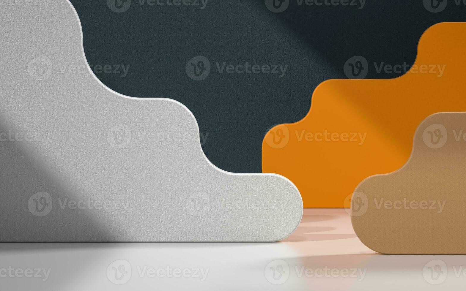 Creative stage with curve paper background, 3d rendering. photo