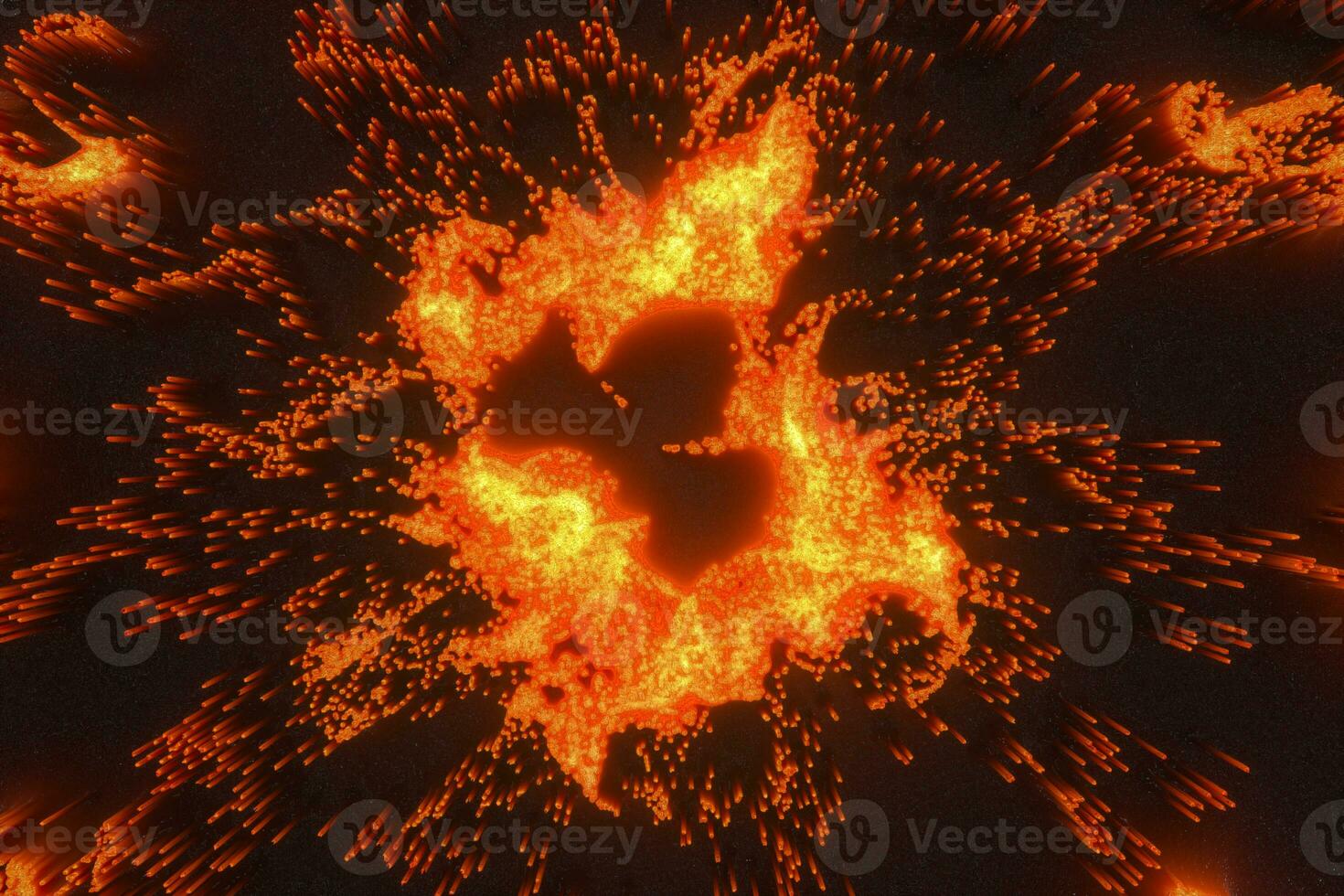 Glowing fiery background, burning firestorm, 3d rendering. photo