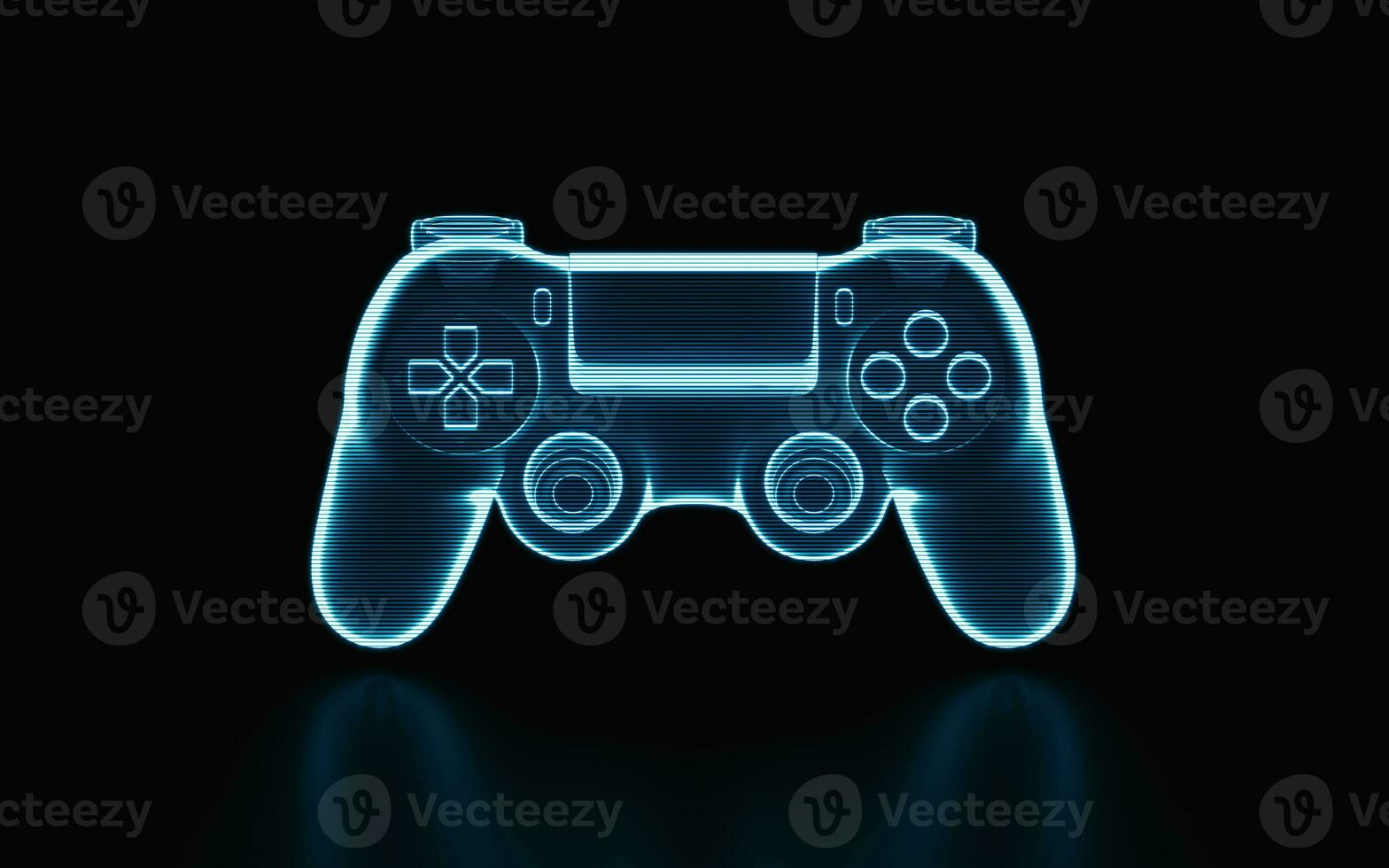 Holographic image of gamepad, futuristic element, 3d rendering. photo