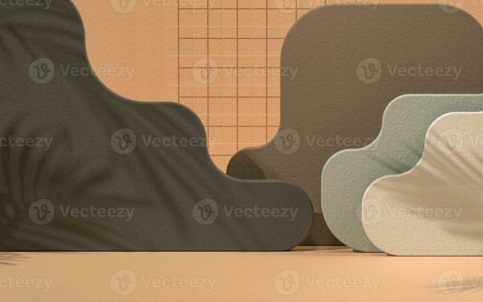 Creative stage with curve paper background, 3d rendering. photo