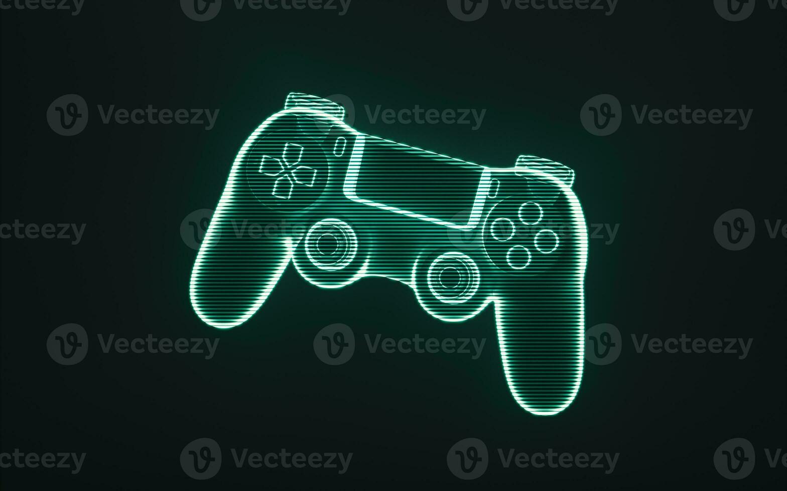 Holographic image of gamepad, futuristic element, 3d rendering. photo