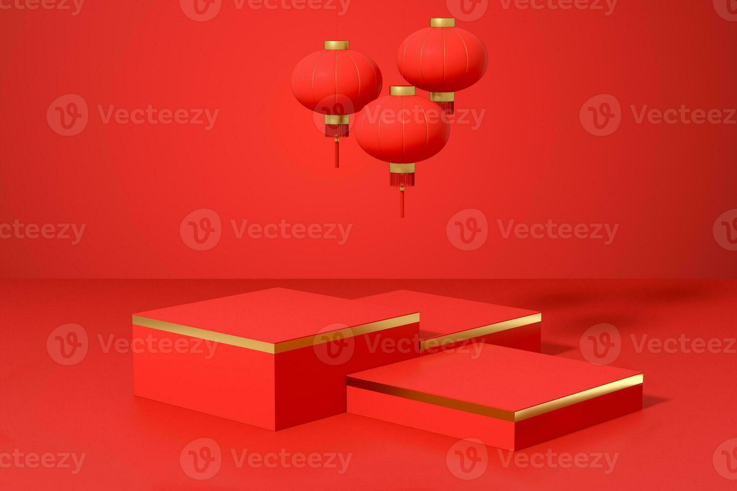 Red creative presentation stage, 3d rendering. photo