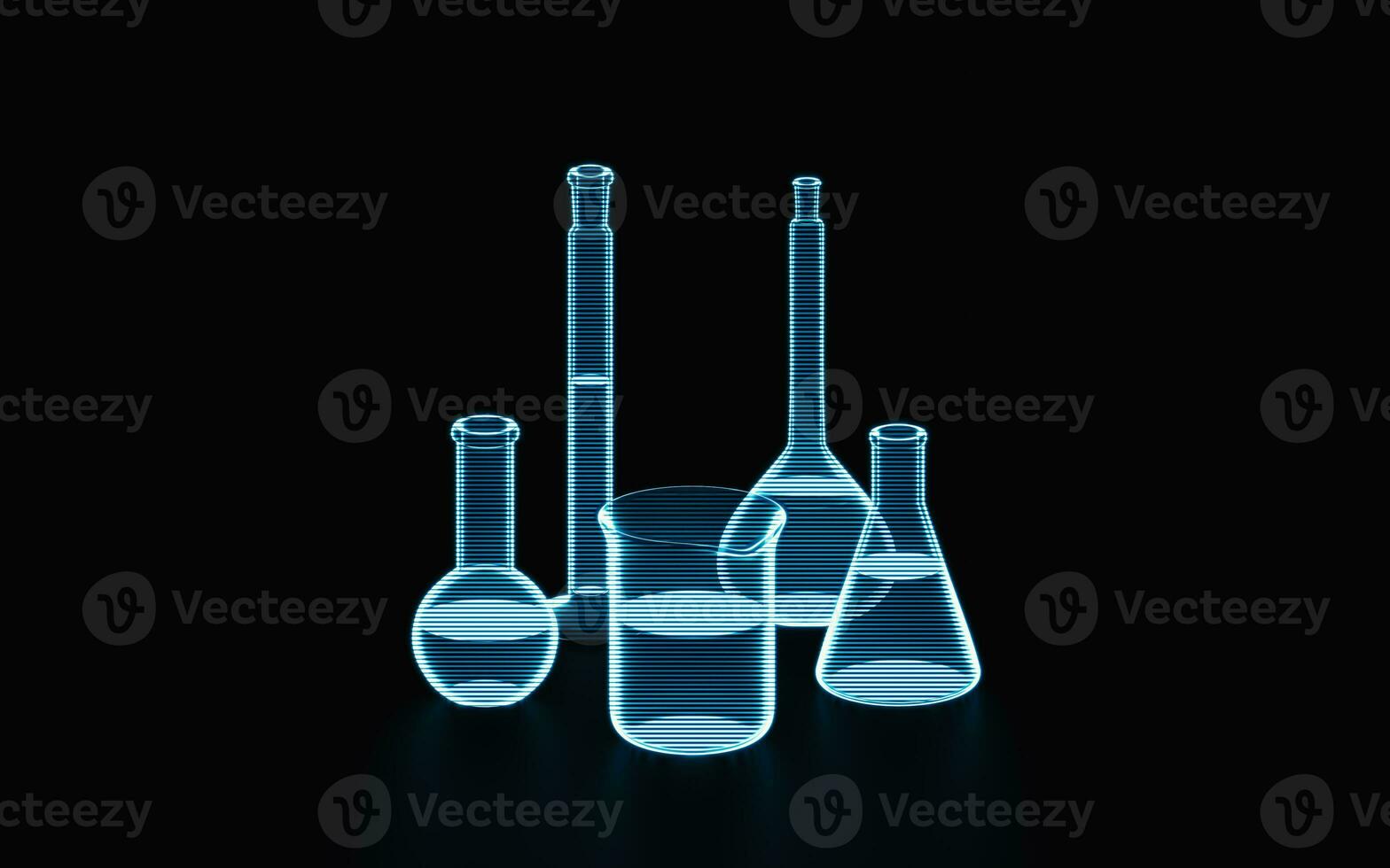 Holographic image of laboratory instrument, futuristic element, 3d rendering. photo