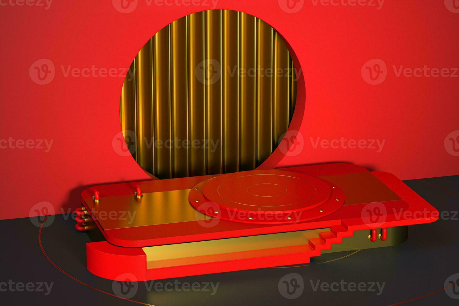 Red creative presentation stage, 3d rendering. photo