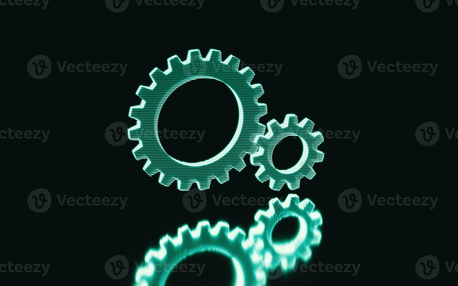 Holographic image of gear, futuristic element, 3d rendering. photo