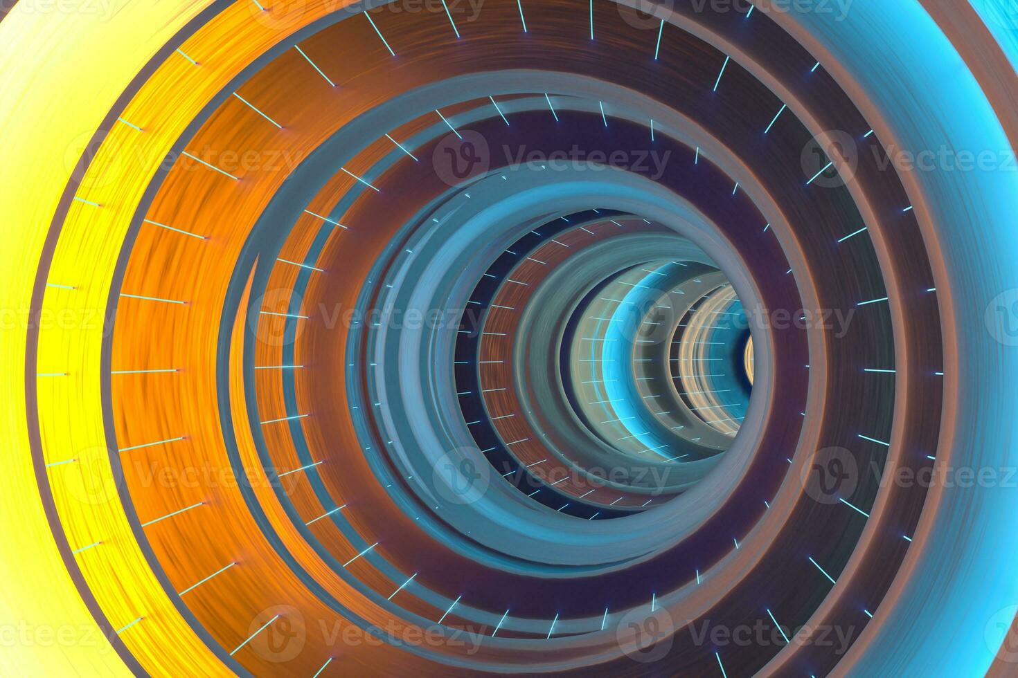 Colorful glowing tunnel, multicolor hole, 3d rendering. photo