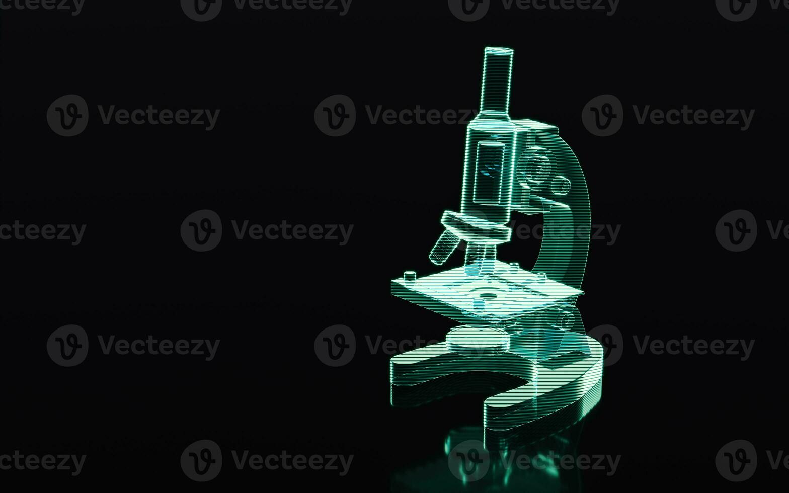 Holographic image of microscope, futuristic element, 3d rendering. photo