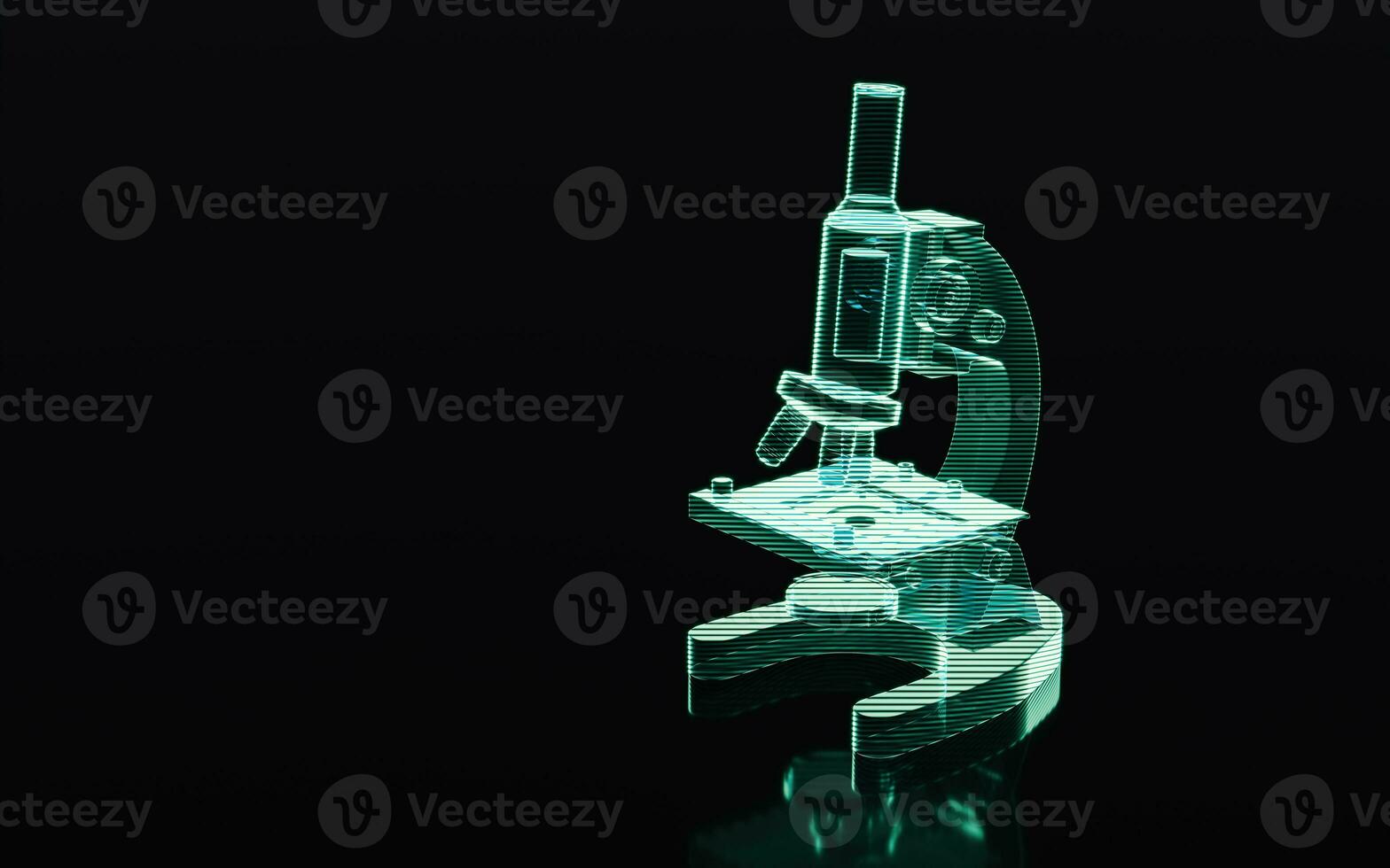 Holographic image of microscope, futuristic element, 3d rendering. photo