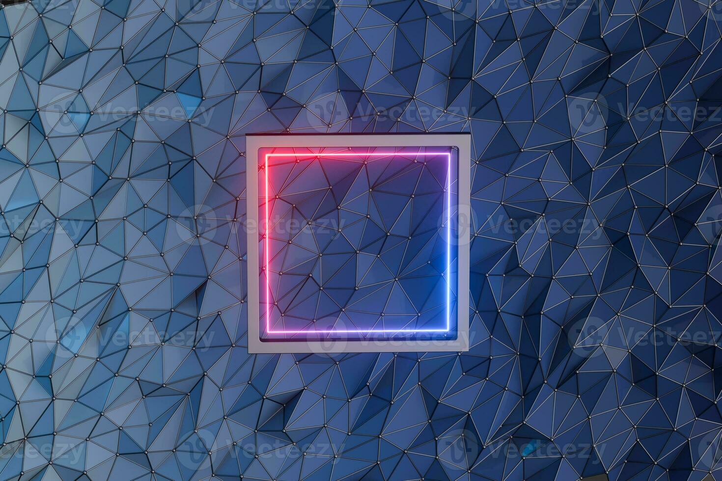 Neon square lines, retro colorful background, 3d rendering. photo