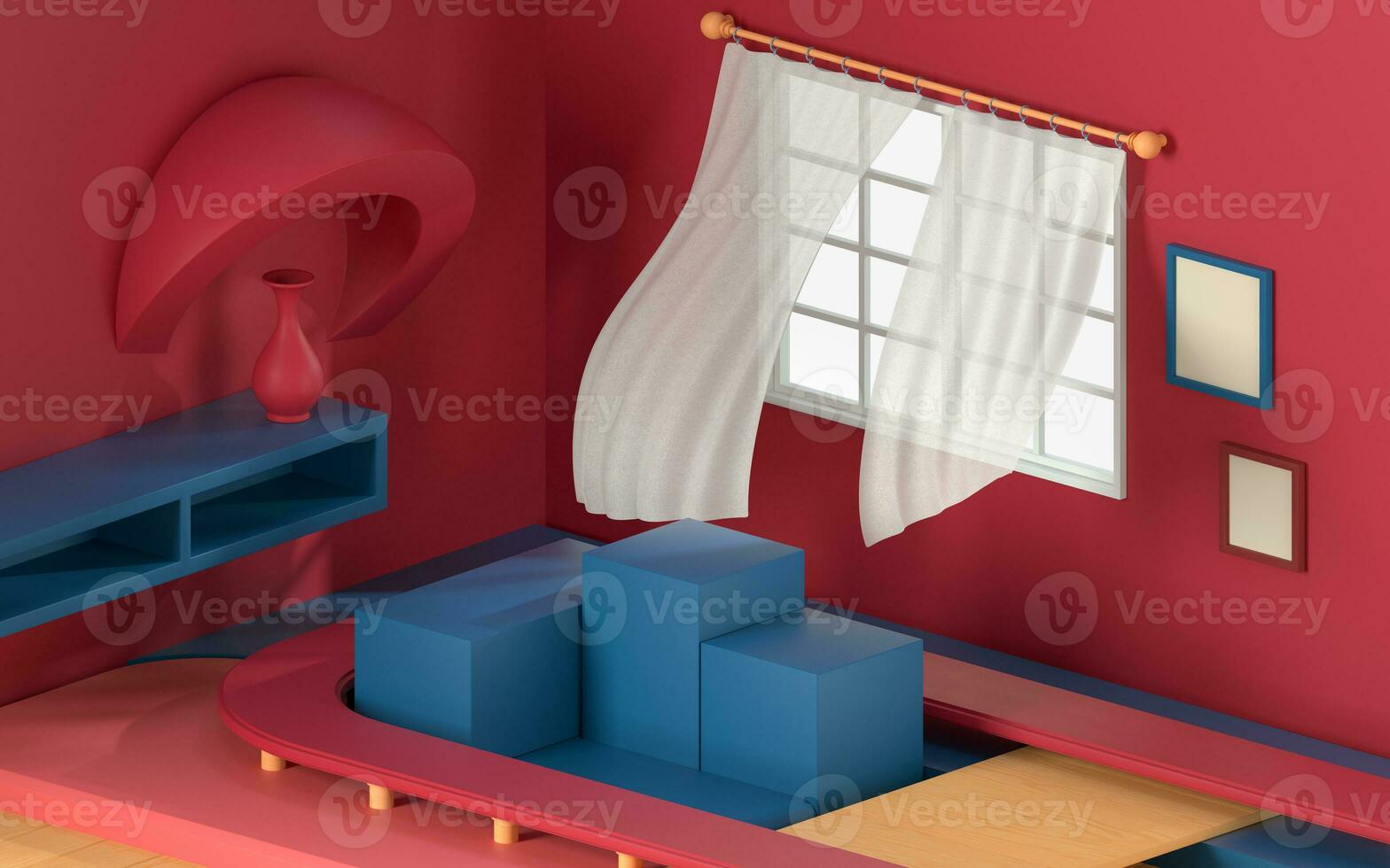 Empty object platform, indoors decoration, 3d rendering. photo