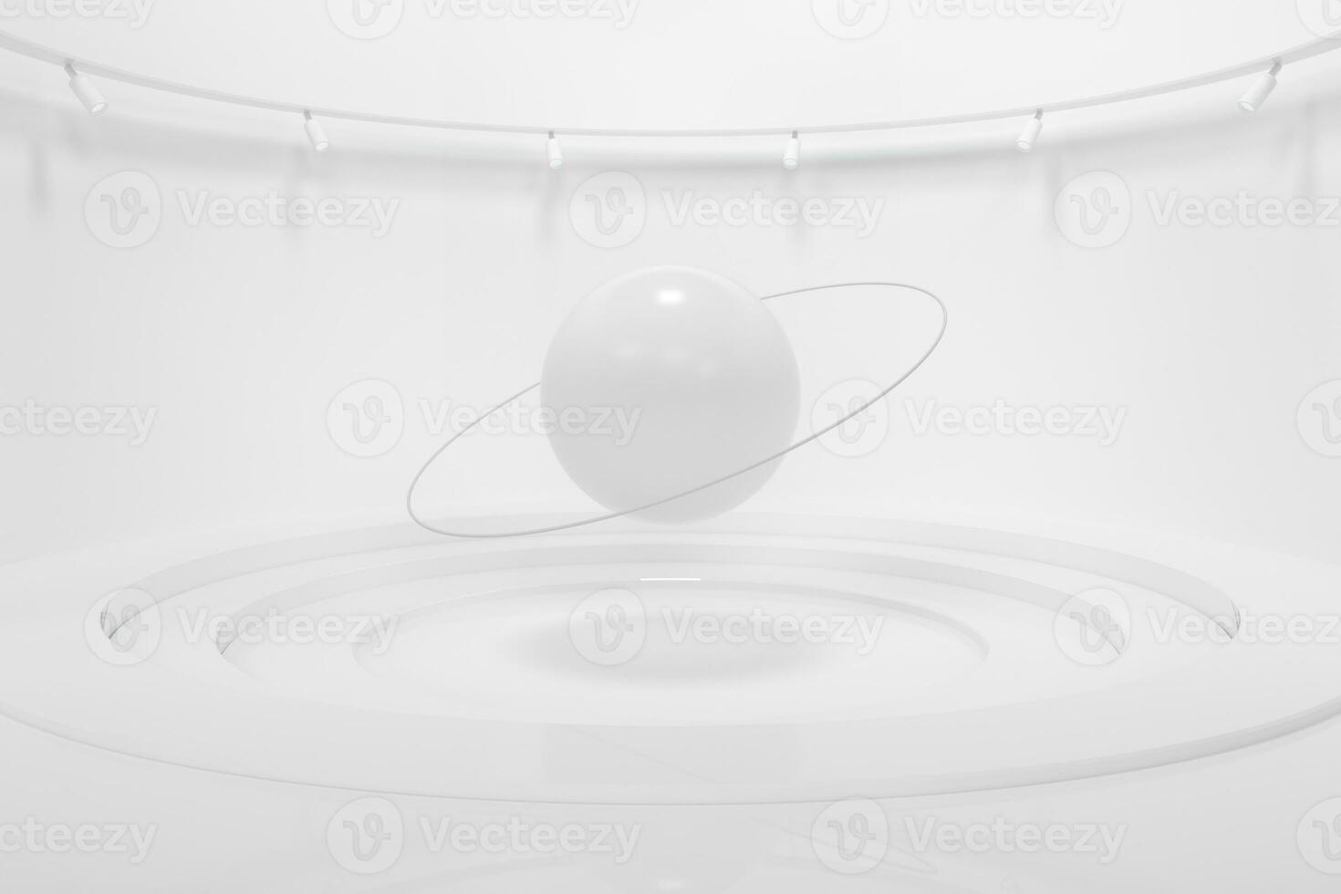 Round room with creative space, 3d rendering. photo
