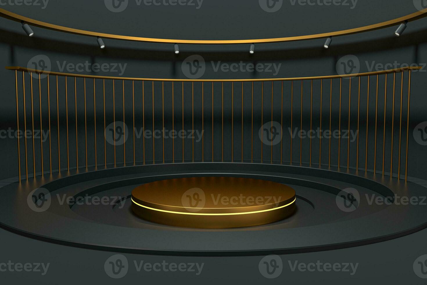 Empty round room, luxury showcase room, 3d rendering. photo
