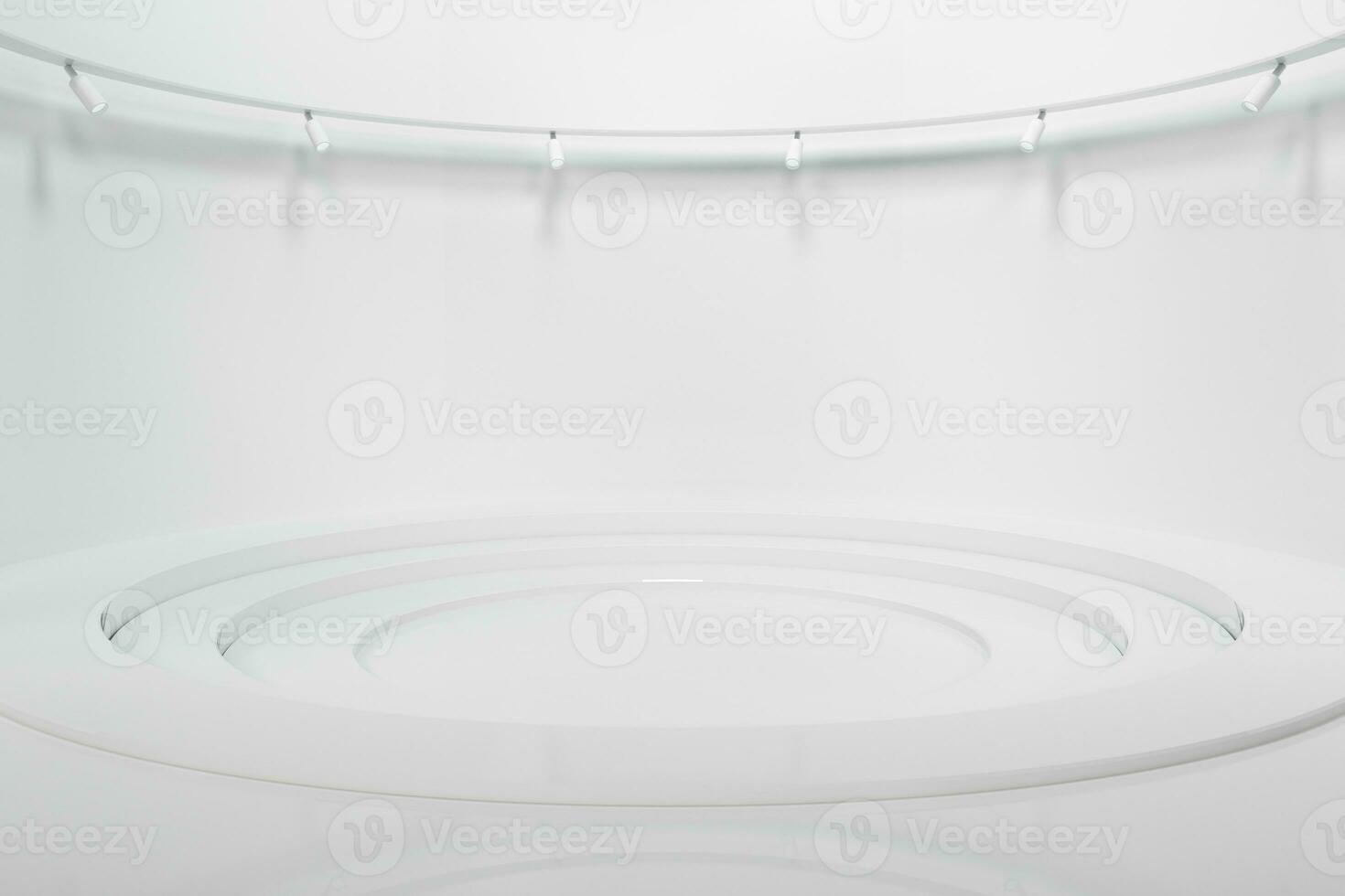 Round room with creative space, 3d rendering. photo