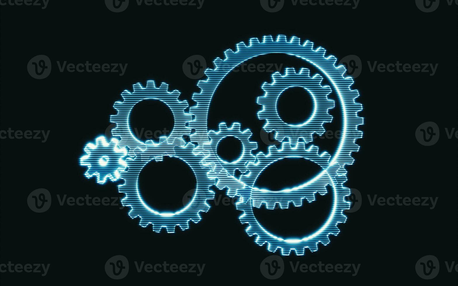 Holographic image of gear, futuristic element, 3d rendering. photo