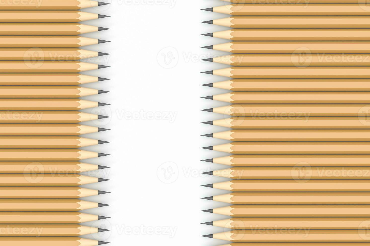 Pencils in a row with white background, 3d rendering. photo