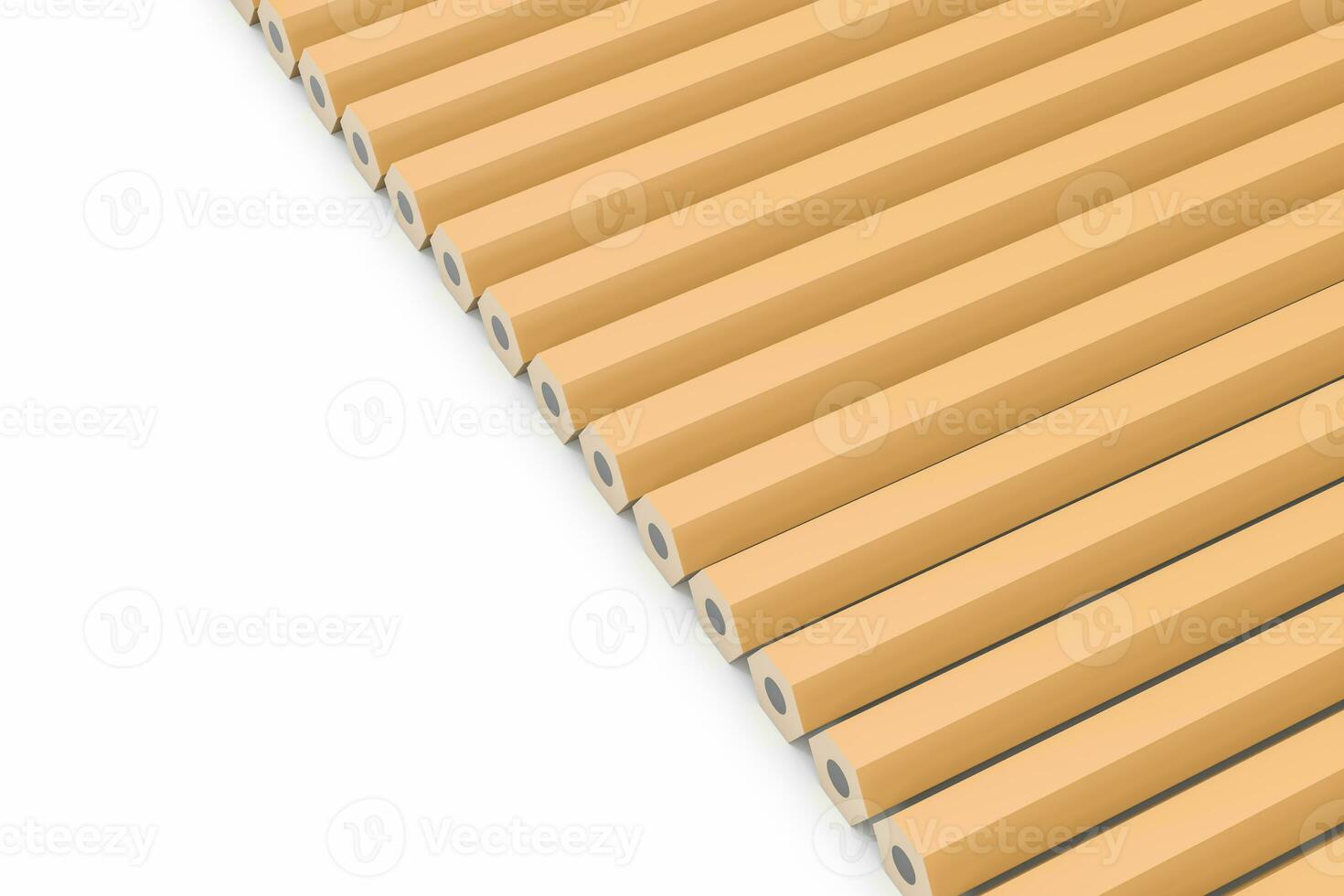 Pencils in a row with white background, 3d rendering. photo