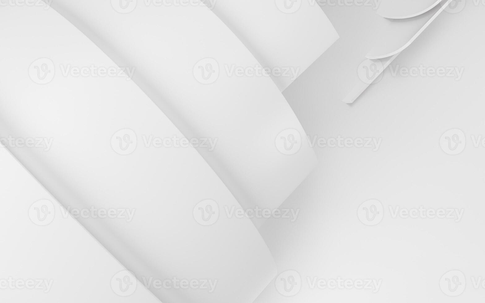 Blank white curved background, futuristic space, 3d rendering. photo