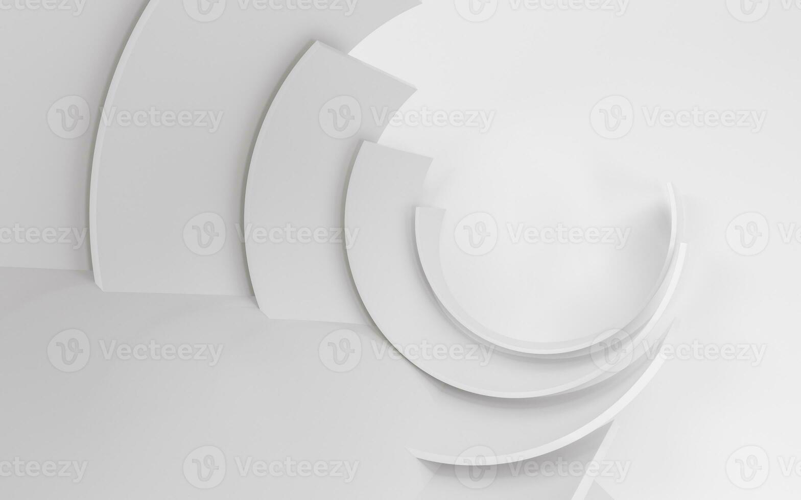 Blank white curved background, futuristic space, 3d rendering. photo