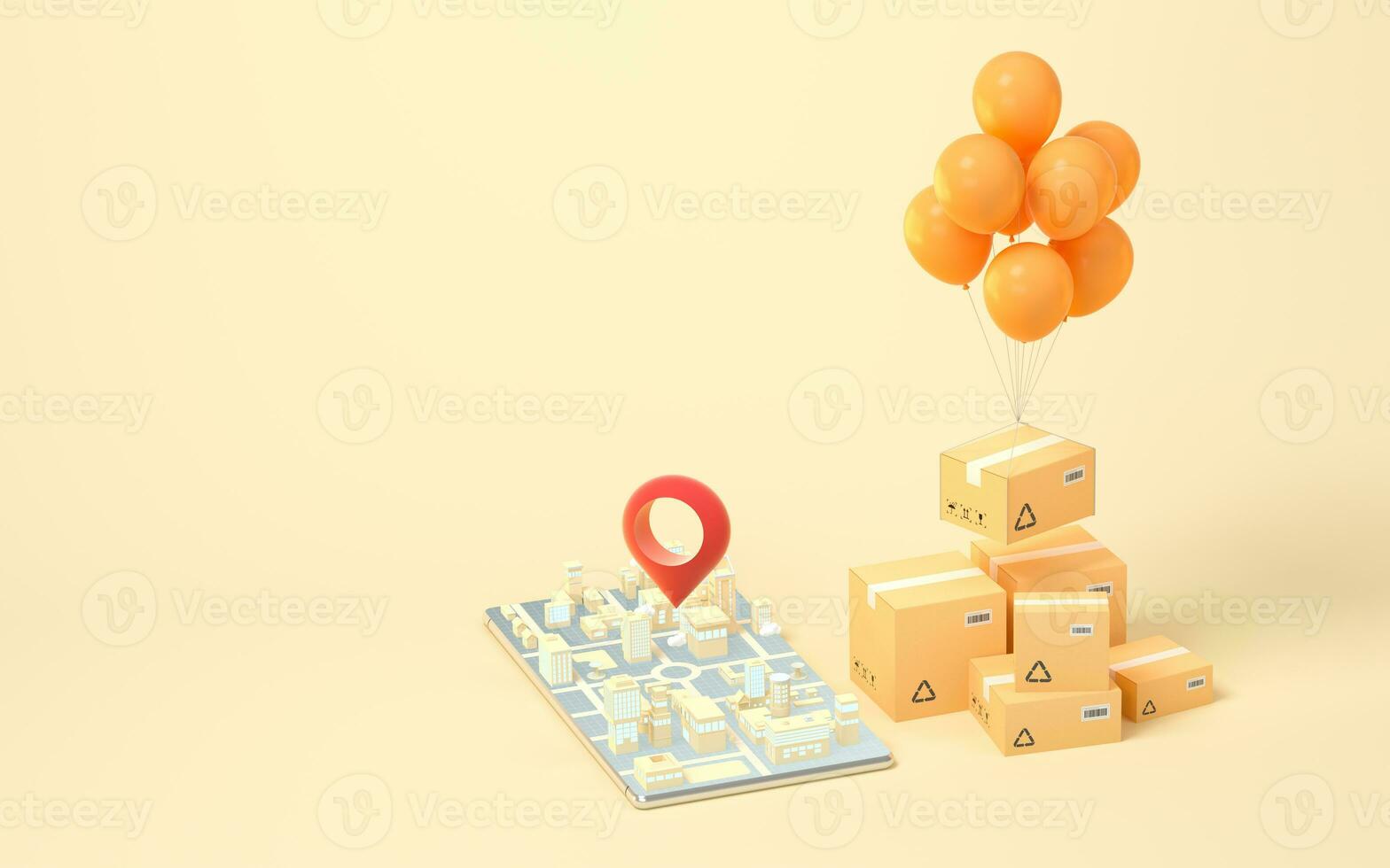 Recyclable boxes and logistics transportation, 3d rendering. photo