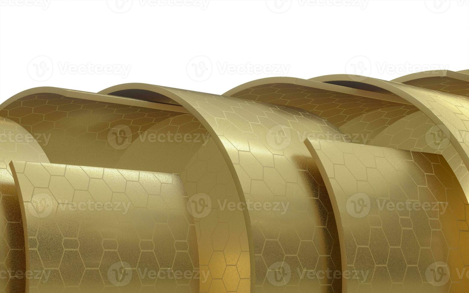 Golden curve geometry background, luxury decoration, 3d rendering. photo