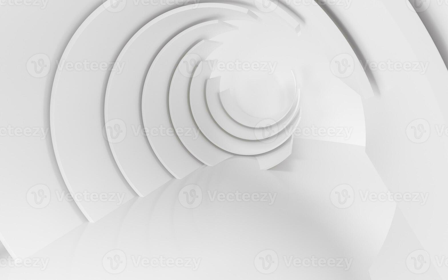 Blank white curved background, futuristic space, 3d rendering. photo