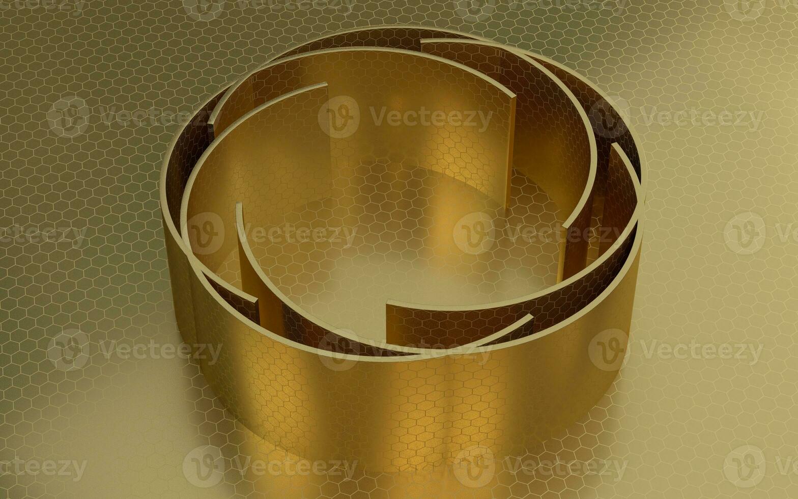 Golden curve geometry background, luxury decoration, 3d rendering. photo