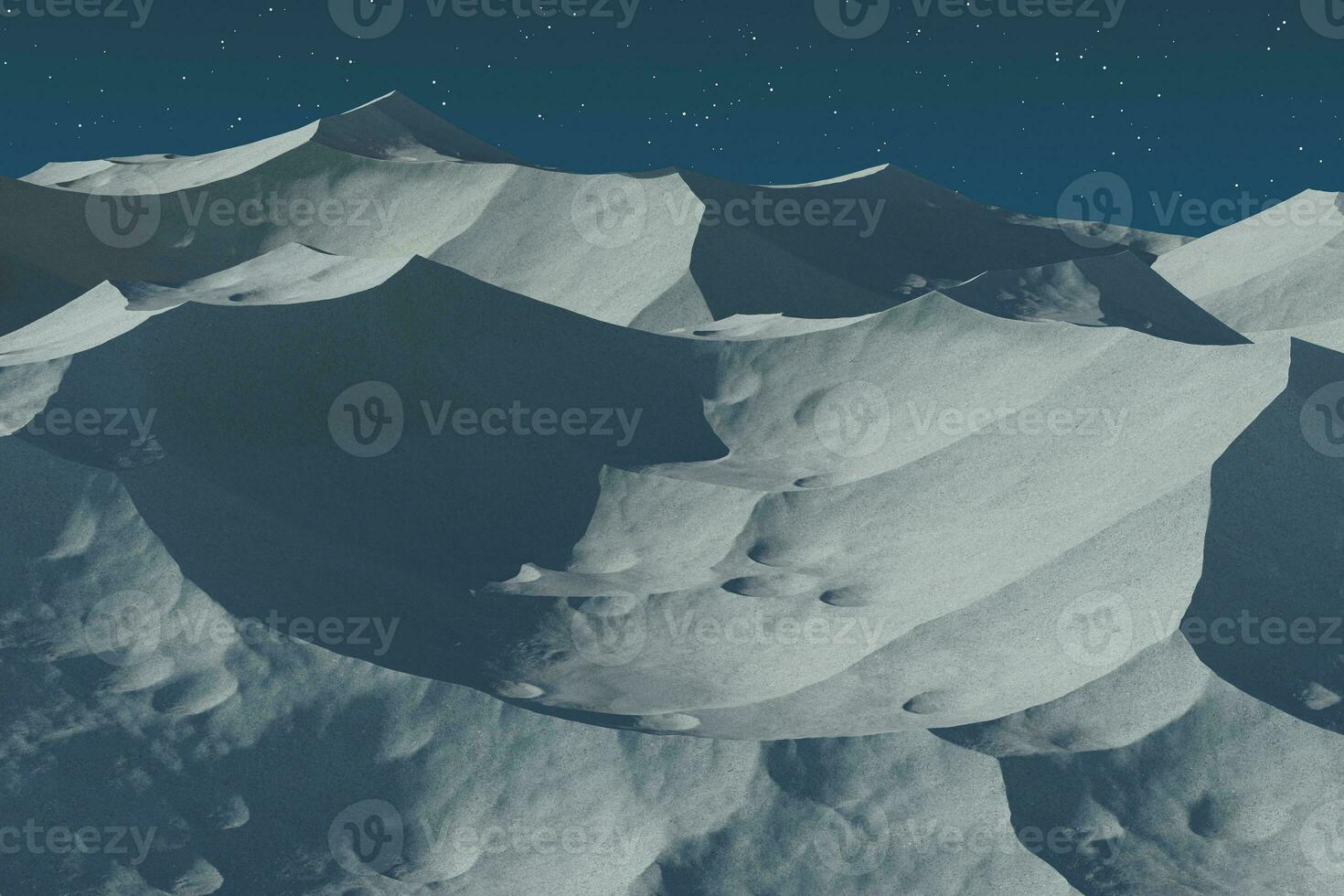 Mountain peaks at night, mountains terrain, 3d rendering. photo