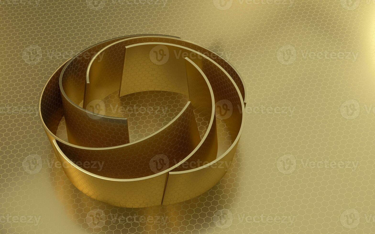 Golden curve geometry background, luxury decoration, 3d rendering. photo