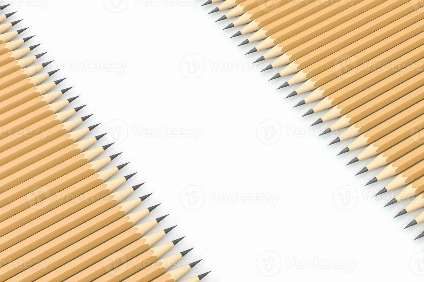 Pencils in a row with white background, 3d rendering. photo