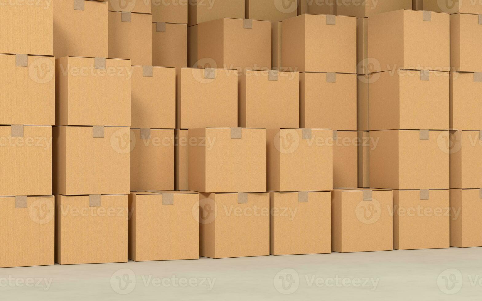Cartons stacked together, factory warehouse, 3d rendering. photo