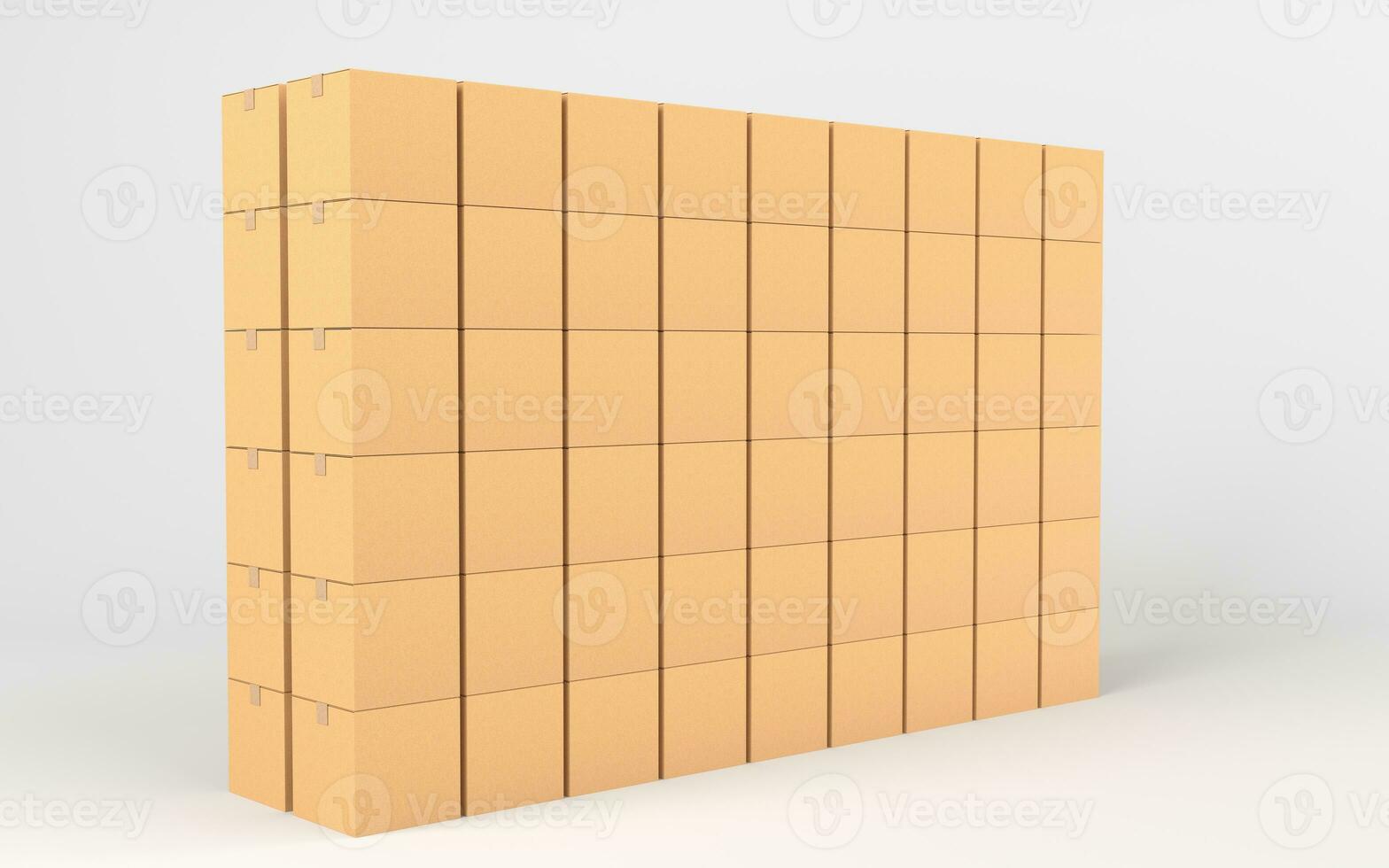 Cartons stacked together, factory warehouse, 3d rendering. photo