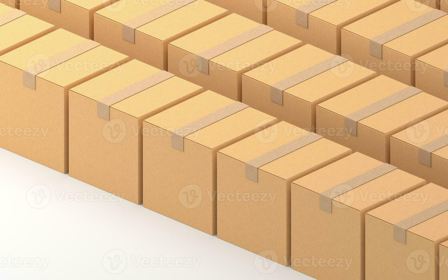 Cartons stacked together, factory warehouse, 3d rendering. photo