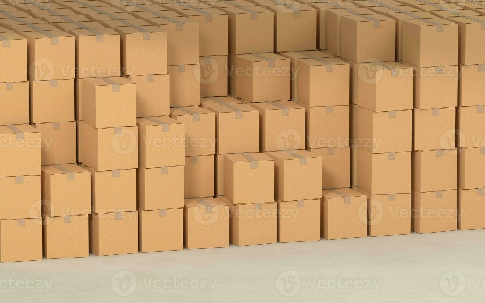 Cartons stacked together, factory warehouse, 3d rendering. photo
