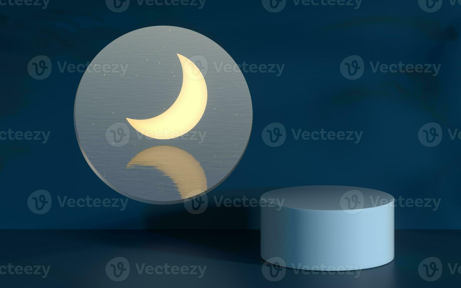 The room with an open window. The moon is outside. 3d rendering. photo