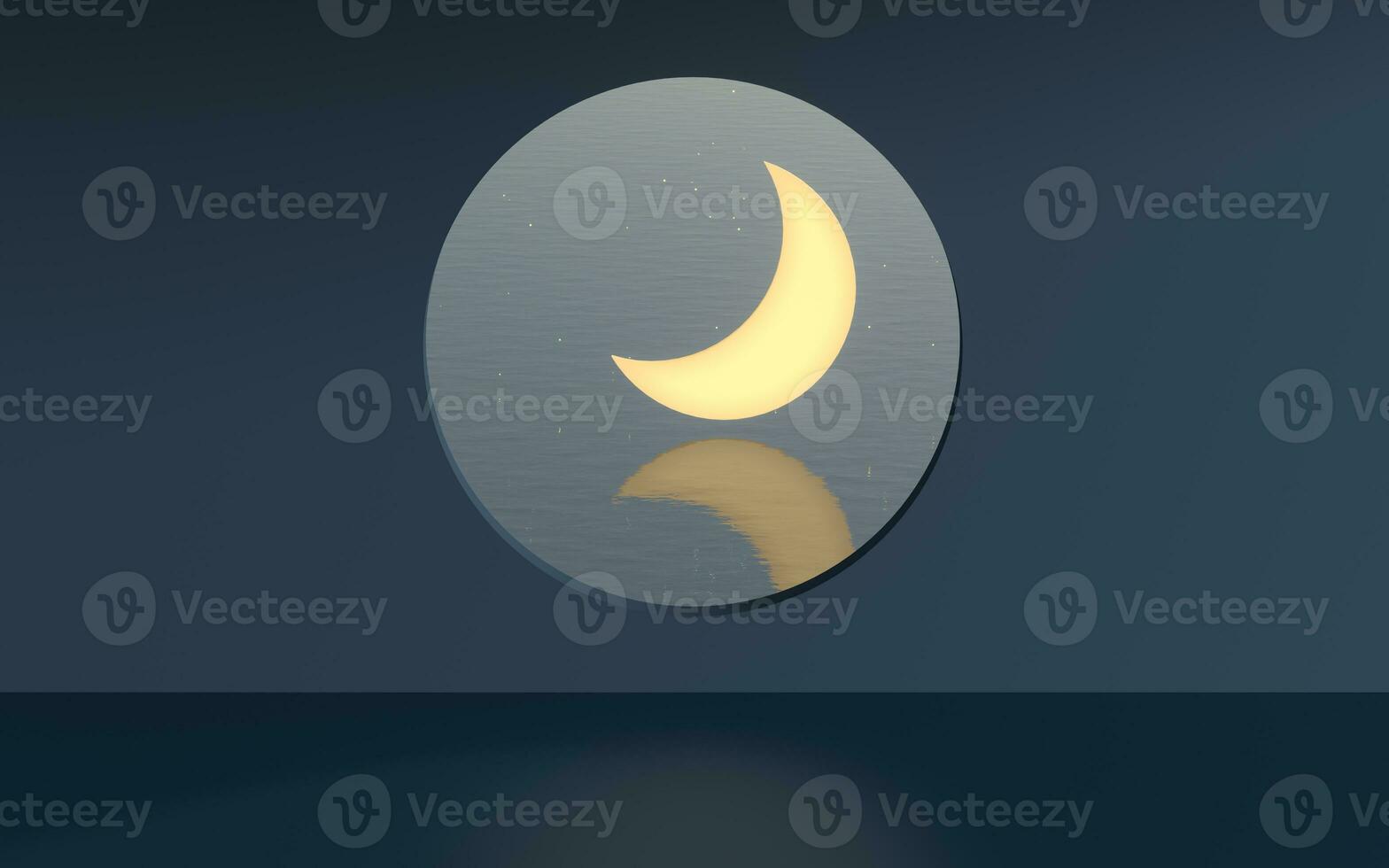 The room with an open window. The moon is outside. 3d rendering. photo