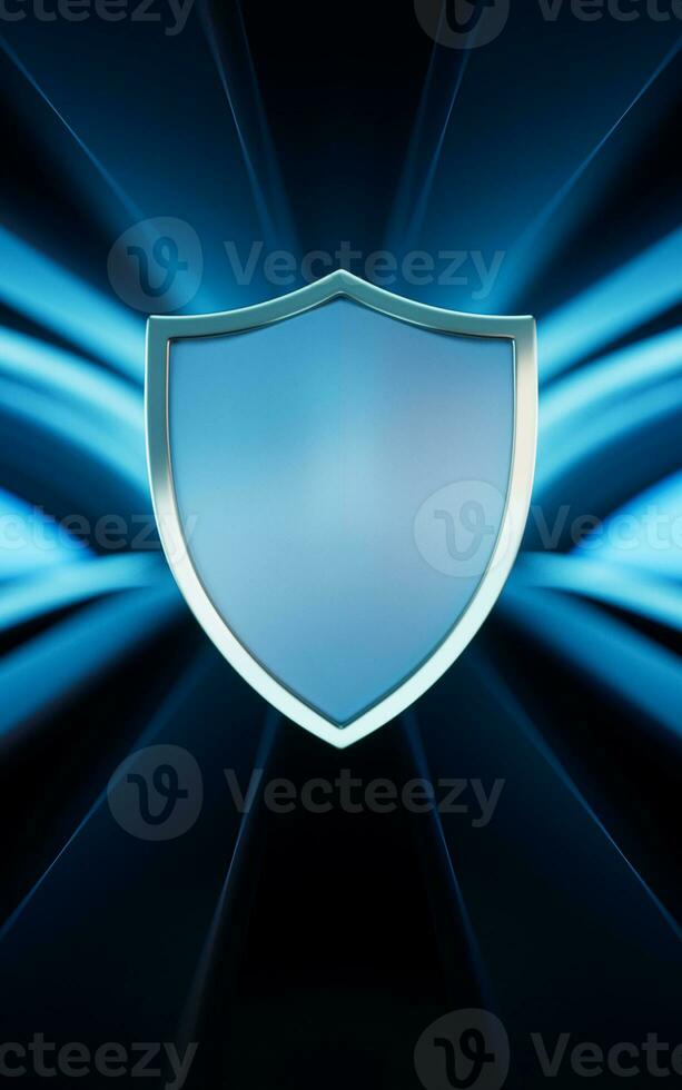 Shield in a room, 3d rendering. photo