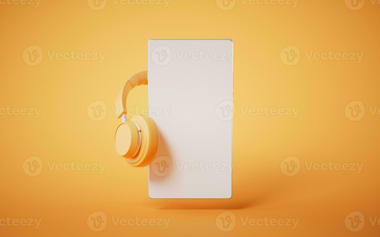 Earphone and mobile phone, 3d rendering. photo