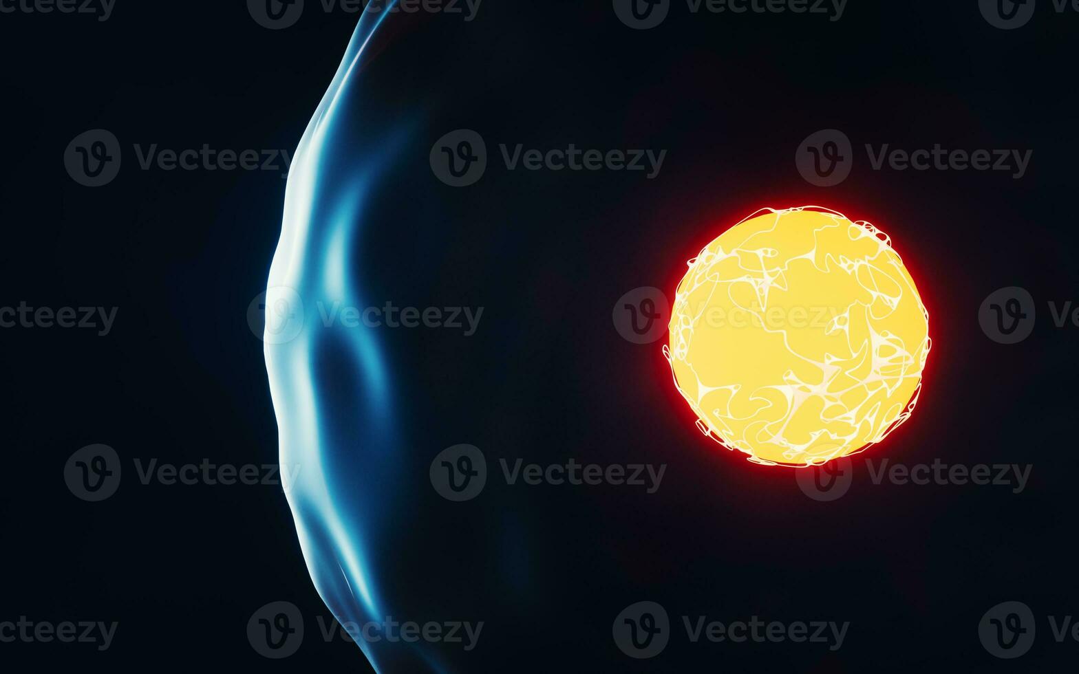 Organic microbiology cell, transparent sphere, 3d rendering. photo